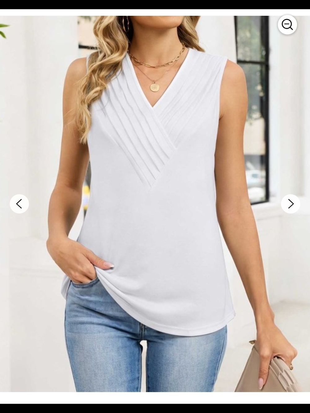 SHEIN White Pleated V-Neck Sleeveless Camisole